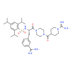 ChemSpider 2D Image | (S)-4-(4-(3-(3-CARBAMIMIDOYLPHENYL)-2-(2,4,6-TRIISOPROPYLPHENYLSULFONAMIDO)PROPANOYL)PIPERAZINE-1-CARBONYL)PIPERIDINE-1-CARBOXIMIDAMIDE | C36H54N8O4S