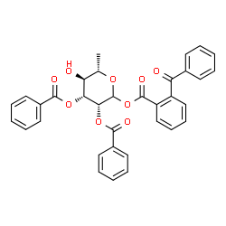 ChemSpider 2D Image | 2,3-Di-O-benzoyl-1-O-(2-benzoylbenzoyl)-6-deoxy-L-mannopyranose | C34H28O9