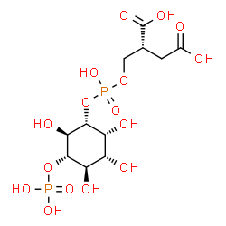 ChemSpider 2D Image | (2R)-2-{[(Hydroxy{[(1R,2R,3R,4R,5S,6R)-2,3,4,6-tetrahydroxy-5-(phosphonooxy)cyclohexyl]oxy}phosphoryl)oxy]methyl}succinic acid | C11H20O16P2