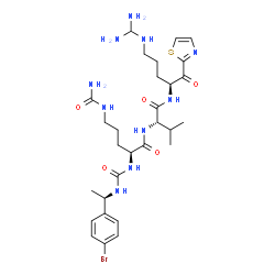 ChemSpider 2D Image | (S)-2-(3-((R)-1-(4-BROMOPHENYL)ETHYL)UREIDO)-N-((S)-1-((S)-5-GUANIDINO-1-OXO-1-(THIAZOL-2-YL)PENTAN-2-YLAMINO)-3-METHYL-1-OXOBUTAN-2-YL)-5-UREIDOPENTANAMIDE | C29H45BrN10O5S