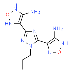 ChemSpider 2D Image | 4,4'-(1-Propyl-1H-1,2,4-triazole-3,5-diyl)bis(2,5-dihydro-1,2,5-oxadiazol-3-amine) | C9H15N9O2