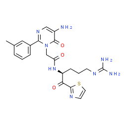 ChemSpider 2D Image | 2-(5-AMINO-6-OXO-2-M-TOLYL-6H-PYRIMIDIN-1-YL)-N-[4-GUANIDINO-1-(THIAZOLE-2-CARBONYL)-BUTYL]-ACETAMIDE | C22H26N8O3S