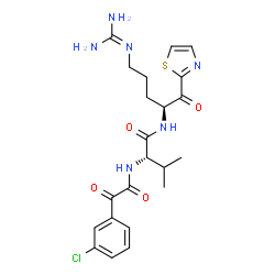 ChemSpider 2D Image | 2-[2-(3-CHLORO-PHENYL)-2-HYDROXY-ACETYLAMINO]-N-[4-GUANIDINO-1-(THIAZOLE-2-CARBONYL)-BUTYL]-3-METHYL-BUTYRAMIDE | C22H27ClN6O4S