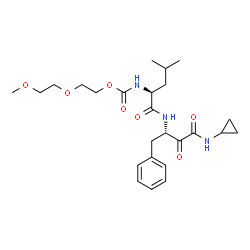 ChemSpider 2D Image | N-[(2S)-4-(Cyclopropylamino)-3,4-dioxo-1-phenyl-2-butanyl]-N~2~-{[2-(2-methoxyethoxy)ethoxy]carbonyl}-L-leucinamide | C25H37N3O7