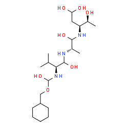 ChemSpider 2D Image | (5S,8S,11S)-1-Cyclohexyl-11-[(1S)-1-hydroxyethyl]-5-isopropyl-8-methyl-2-oxa-4,7,10-triazatridecane-3,6,9,13,13-pentol | C21H45N3O7