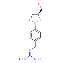 ChemSpider 2D Image | (R)-1-(4-(4-(HYDROXYMETHYL)-1,3,2-DIOXABOROLAN-2-YL)BENZYL)GUANIDINE | C11H16BN3O3