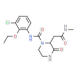ChemSpider 2D Image | N-(3-Chloro-2-ethoxyphenyl)-2-[2-(methylamino)-2-oxoethyl]-3-oxo-1-piperazinecarboxamide | C16H21ClN4O4