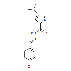 ChemSpider 2D Image | N'-[(E)-(4-Bromophenyl)methylene]-3-isopropyl-1H-pyrazole-5-carbohydrazide | C14H15BrN4O