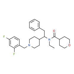 ChemSpider 2D Image | N-{1-[1-(2,4-Difluorobenzyl)-4-piperidinyl]-2-phenylethyl}-N-ethyltetrahydro-2H-pyran-4-carboxamide | C28H36F2N2O2