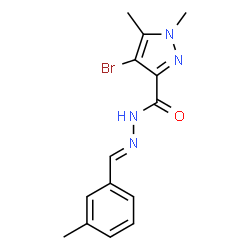 ChemSpider 2D Image | 4-Bromo-1,5-dimethyl-N'-[(E)-(3-methylphenyl)methylene]-1H-pyrazole-3-carbohydrazide | C14H15BrN4O