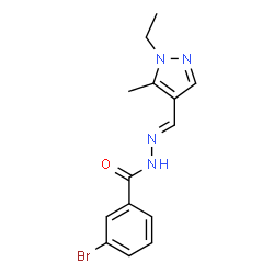 ChemSpider 2D Image | 3-Bromo-N'-[(E)-(1-ethyl-5-methyl-1H-pyrazol-4-yl)methylene]benzohydrazide | C14H15BrN4O