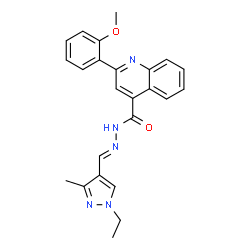 ChemSpider 2D Image | N'-[(E)-(1-Ethyl-3-methyl-1H-pyrazol-4-yl)methylene]-2-(2-methoxyphenyl)-4-quinolinecarbohydrazide | C24H23N5O2