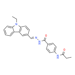 ChemSpider 2D Image | N-[4-({(2E)-2-[(9-Ethyl-9H-carbazol-3-yl)methylene]hydrazino}carbonyl)phenyl]propanamide | C25H24N4O2