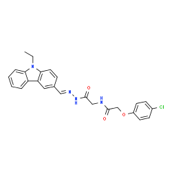 ChemSpider 2D Image | 2-(4-Chlorophenoxy)-N-(2-{(2E)-2-[(9-ethyl-9H-carbazol-3-yl)methylene]hydrazino}-2-oxoethyl)acetamide | C25H23ClN4O3