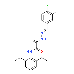 ChemSpider 2D Image | 2-[(2E)-2-(3,4-Dichlorobenzylidene)hydrazino]-N-(2,6-diethylphenyl)-2-oxoacetamide | C19H19Cl2N3O2
