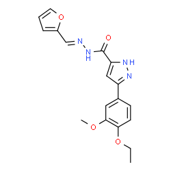 ChemSpider 2D Image | 3-(4-Ethoxy-3-methoxyphenyl)-N'-[(E)-2-furylmethylene]-1H-pyrazole-5-carbohydrazide | C18H18N4O4