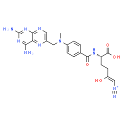 ChemSpider 2D Image | (1Z,5S)-5-Carboxy-5-[(4-{[(2,4-diamino-6-pteridinyl)methyl](methyl)amino}benzoyl)amino]-2-hydroxy-1-pentene-1-diazonium | C21H23N10O4