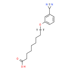 ChemSpider 2D Image | 9-[3-(3H-Diaziren-3-yl)phenoxy](9,9-~3~H_2_)nonanoic acid | C16H20T2N2O3
