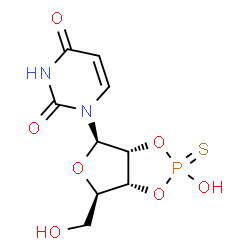 ChemSpider 2D Image | 1-[(3aR,4R,6R,6aR)-2-Hydroxy-6-(hydroxymethyl)-2-sulfidotetrahydrofuro[3,4-d][1,3,2]dioxaphosphol-4-yl]-2,4(1H,3H)-pyrimidinedione | C9H11N2O7PS