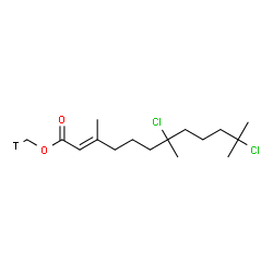 ChemSpider 2D Image | (~3~H_1_)Methyl (2E)-7,11-dichloro-3,7,11-trimethyl-2-dodecenoate | C16H27TCl2O2