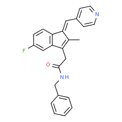 ChemSpider 2D Image | N-Benzyl-2-[(1E)-5-fluoro-2-methyl-1-(4-pyridinylmethylene)-1H-inden-3-yl]acetamide | C25H21FN2O