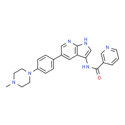ChemSpider 2D Image | N-{5-[4-(4-Methyl-1-piperazinyl)phenyl]-1H-pyrrolo[2,3-b]pyridin-3-yl}nicotinamide | C24H24N6O