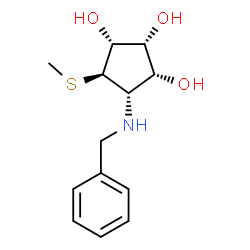 ChemSpider 2D Image | (1R,2R,3R,4S,5R)-4-(BENZYLAMINO)-5-(METHYLTHIO)CYCLOPENTANE-1,2,3-TRIOL | C13H19NO3S