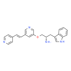 ChemSpider 2D Image | (2S)-1-(1H-Indol-3-yl)-3-({5-[(E)-2-(4-pyridinyl)vinyl]-3-pyridinyl}oxy)-2-propanamine | C23H22N4O