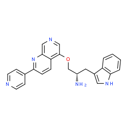 ChemSpider 2D Image | (1S)-1-(1H-INDOL-3-YLMETHYL)-2-(2-PYRIDIN-4-YL-[1,7]NAPHTYRIDIN-5-YLOXY)-EHYLAMINE | C24H21N5O