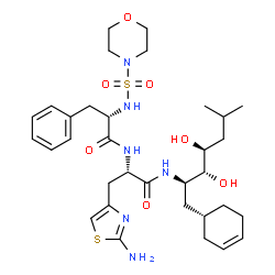 ChemSpider 2D Image | N-(4-Morpholinylsulfonyl)-L-phenylalanyl-3-(2-amino-1,3-thiazol-4-yl)-N-{(2R,3R,4S)-1-[(1R)-3-cyclohexen-1-yl]-3,4-dihydroxy-6-methyl-2-heptanyl}-L-alaninamide | C33H50N6O7S2