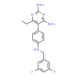 ChemSpider 2D Image | 5-{4-[(3,5-Difluorobenzyl)amino]phenyl}-6-ethyl-2,4-pyrimidinediamine | C19H19F2N5