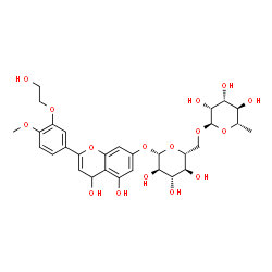 ChemSpider 2D Image | 4,5-Dihydroxy-2-[3-(2-hydroxyethoxy)-4-methoxyphenyl]-4H-chromen-7-yl 6-O-(6-deoxy-alpha-L-mannopyranosyl)-beta-D-glucopyranoside | C30H38O16