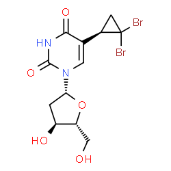 ChemSpider 2D Image | 2'-Deoxy-5-[(1R)-2,2-dibromocyclopropyl]uridine | C12H14Br2N2O5