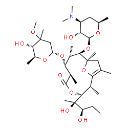 ChemSpider 2D Image | (2R,3R,6R,7R,8S,9R,10R)-3-[(2R,3R)-2,3-Dihydroxy-2-pentanyl]-9-{[(2S,3R,4S,6R)-4-(dimethylamino)-3-hydroxy-6-methyltetrahydro-2H-pyran-2-yl]oxy}-7-{[(2R,4R,5S,6S)-5-hydroxy-4-methoxy-4,6-dimethyltetra
hydro-2H-pyran-2-yl]oxy}-2,6,8,10,12-pentamethyl-4,13-dioxabicyclo[8.2.1]tridec-1(12)-en-5-one | C37H65NO12