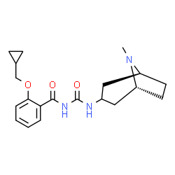 ChemSpider 2D Image | 2-(Cyclopropylmethoxy)-N-{[(1R,5S)-8-methyl-8-azabicyclo[3.2.1]oct-3-yl]carbamoyl}benzamide | C20H27N3O3