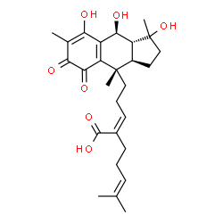 ChemSpider 2D Image | (2Z)-6-Methyl-2-{3-[(3aR,4S,9S,9aR)-1,8,9-trihydroxy-1,4,7-trimethyl-5,6-dioxo-2,3,3a,4,5,6,9,9a-octahydro-1H-cyclopenta[b]naphthalen-4-yl]propylidene}-5-heptenoic acid | C27H36O7