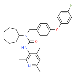 ChemSpider 2D Image | 1-Cycloheptyl-1-[4-(4-fluorophenoxy)benzyl]-3-(2,4,6-trimethyl-3-pyridinyl)urea | C29H34FN3O2