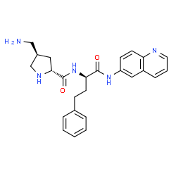 ChemSpider 2D Image | (4R)-4-(Aminomethyl)-N-[(2R)-1-oxo-4-phenyl-1-(6-quinolinylamino)-2-butanyl]-D-prolinamide | C25H29N5O2