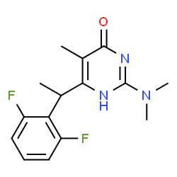ChemSpider 2D Image | 6-[1-(2,6-Difluorophenyl)ethyl]-2-(dimethylamino)-5-methyl-4(1H)-pyrimidinone | C15H17F2N3O