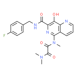ChemSpider 2D Image | N-{7-[(4-Fluorobenzyl)carbamoyl]-8-hydroxy-1,6-naphthyridin-5-yl}-N,N',N'-trimethylethanediamide | C21H20FN5O4