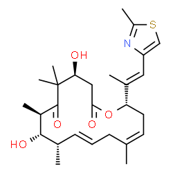 ChemSpider 2D Image | (4S,7R,8S,9S,10E,13Z,16S)-4,8-Dihydroxy-5,5,7,9,13-pentamethyl-16-[(1E)-1-(2-methyl-1,3-thiazol-4-yl)-1-propen-2-yl]oxacyclohexadeca-10,13-diene-2,6-dione | C27H39NO5S
