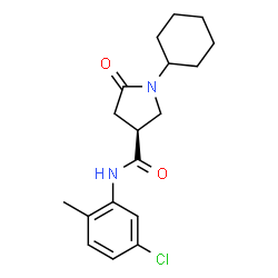 ChemSpider 2D Image | (3S)-N-(5-Chloro-2-methylphenyl)-1-cyclohexyl-5-oxo-3-pyrrolidinecarboxamide | C18H23ClN2O2
