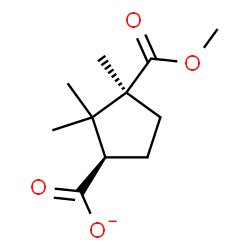 ChemSpider 2D Image | (1R,3S)-3-(Methoxycarbonyl)-2,2,3-trimethylcyclopentanecarboxylate | C11H17O4