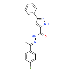 ChemSpider 2D Image | N'-[(1E)-1-(4-Fluorophenyl)ethylidene]-3-phenyl-1H-pyrazole-5-carbohydrazide | C18H15FN4O