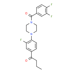 ChemSpider 2D Image | 1-{4-[4-(3,4-Difluorobenzoyl)-1-piperazinyl]-3-fluorophenyl}-1-butanone | C21H21F3N2O2