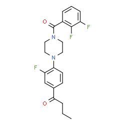 ChemSpider 2D Image | 1-{4-[4-(2,3-Difluorobenzoyl)-1-piperazinyl]-3-fluorophenyl}-1-butanone | C21H21F3N2O2
