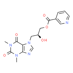 ChemSpider 2D Image | (2S)-3-(1,3-Dimethyl-2,6-dioxo-1,2,3,6-tetrahydro-7H-purin-7-yl)-2-hydroxypropyl nicotinate | C16H17N5O5