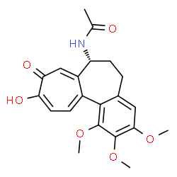 ChemSpider 2D Image | N-[(7R)-10-Hydroxy-1,2,3-trimethoxy-9-oxo-5,6,7,9-tetrahydrobenzo[a]heptalen-7-yl]acetamide | C21H23NO6