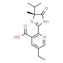 ChemSpider 2D Image | 5-Ethyl-2-[(4R)-4-isopropyl-4-methyl-5-oxo-4,5-dihydro-1H-imidazol-2-yl]nicotinic acid | C15H19N3O3