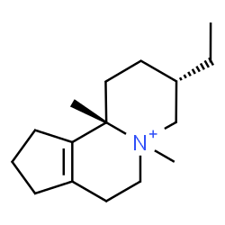 ChemSpider 2D Image | (3S,10bS)-3-Ethyl-5,10b-dimethyl-1,2,3,4,6,7,8,9,10,10b-decahydrocyclopenta[a]quinolizinium | C16H28N